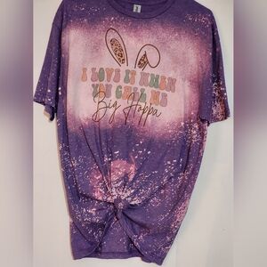 Purple  Bleached Custom Graphic T-Shirt Inspired For Easter Womens XL